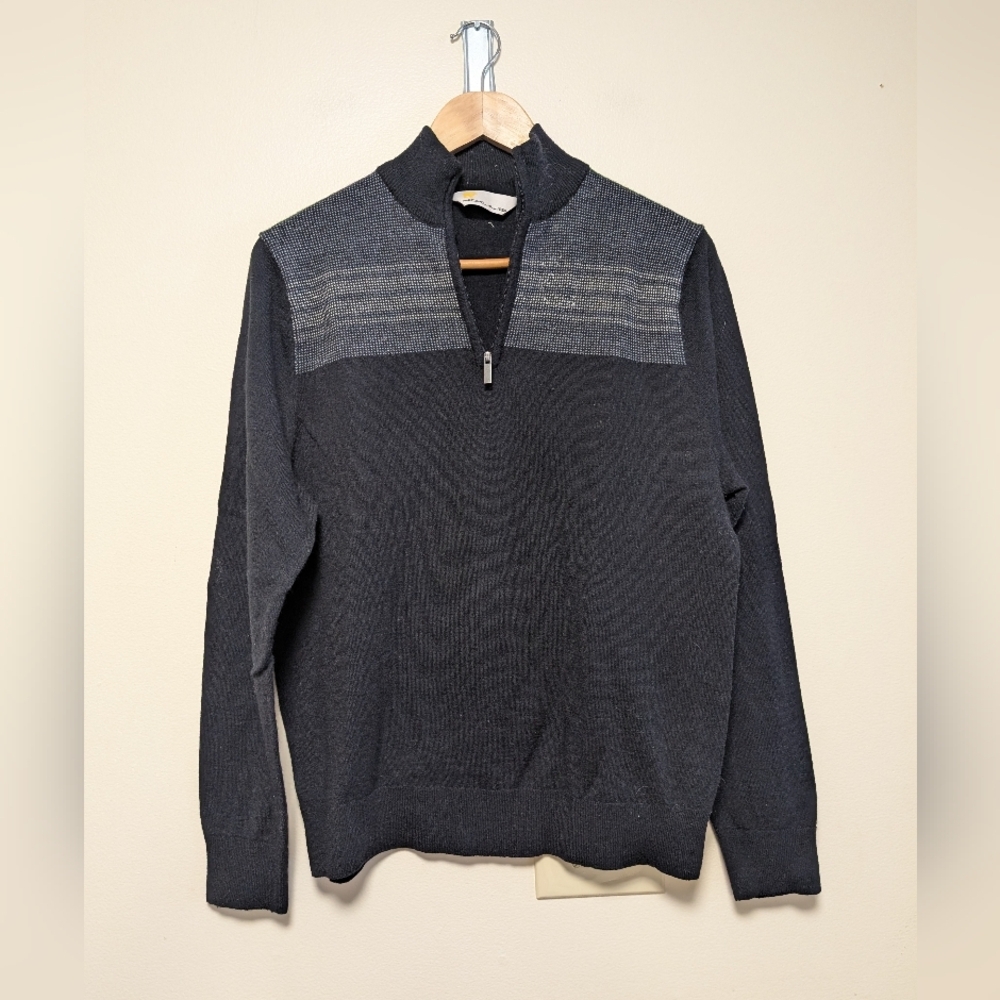 Nicklaus Quarter-Zip Golf Sweater – Black/Gray – Men’s Size S